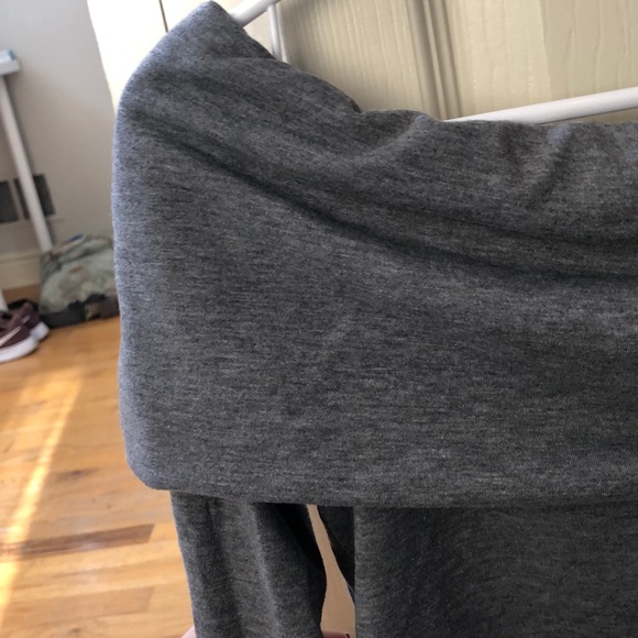 Gray Off Shoulder Long Sleeve - Picture 5 of 6